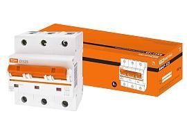 Выключатель автоматический 125А 3П трехполюсный характеристика D 15кА ВА47-125 SQ0208-0036 TDM от поставщика КабельСпецСтрой