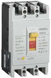 Выключатель автоматический 80А 3П трехполюсный 18кА SAV10-3-0080-G GENERICA IEK от поставщика КабельСпецСтрой Выключатель автоматический 80А 3П трехполюсный 18кА SAV10-3-0080-G GENERICA IEK от поставщика КабельСпецСтрой