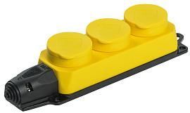 Розетка (колодка) 3-местная ОМЕГА РБ33-1-0м с крышкой IP44 желтая PKR61-016-2-K05 IEK от поставщика КабельСпецСтрой