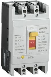 Выключатель автоматический 50А 3П трехполюсный характеристика 18кА GENERICA SAV10-3-0050-G IEK от поставщика КабельСпецСтрой Выключатель автоматический 50А 3П трехполюсный характеристика 18кА GENERICA SAV10-3-0050-G IEK от поставщика КабельСпецСтрой