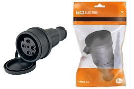 Разъем с заглушкой каучук 3Р+РЕ 32А 380В IP44 SQ0612-0007 TDM от поставщика КабельСпецСтрой