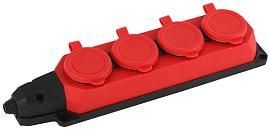 Колодка каучуковая с заземлением 4 гнезда красная 16A K-4e-RED-IP44 Б0044553 ЭРА от поставщика КабельСпецСтрой